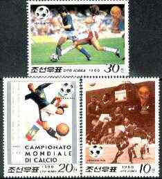North Korea 1988 Football World Cup perf set of 3 unmounted mint, SG N2767-69*, stamps on football, stamps on sport