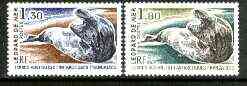 French Southern & Antarctic Territories 1981 Leopard Seal 1f 30 & 1f 80 from Antarctic Fauna set of 5 unmounted mint, SG 152-53*, stamps on marine life, stamps on seals