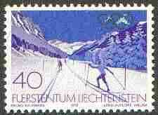 Liechtenstein 1980 Lake Placid Olympic Games 40r (Ski Slope) unmounted mint, SG 732, stamps on skiing