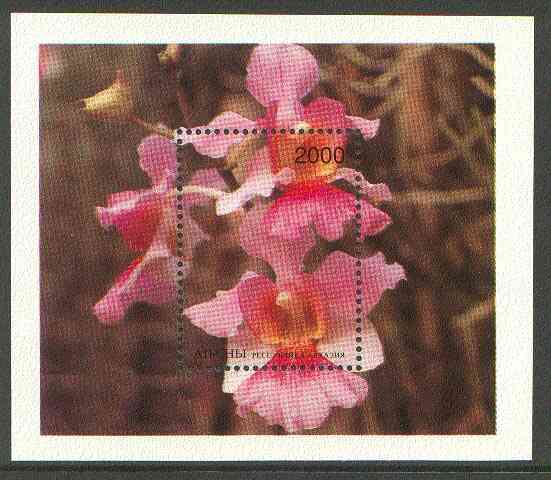 Abkhazia 1996 Orchids perf souvenir sheet (2000 value) unmounted mint, stamps on , stamps on  stamps on flowers, stamps on orchids