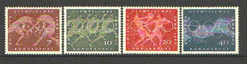 Germany - West 1960 Olympic Year set of 4 unmounted mint SG 1246-49*, stamps on olympics, stamps on running, stamps on wrestling, stamps on discus