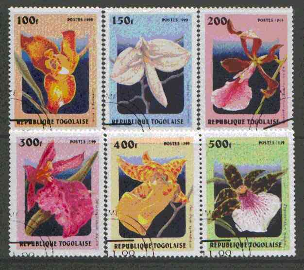 Togo 1999 Orchids set of 6 fine cto used*, stamps on flowers, stamps on orchids