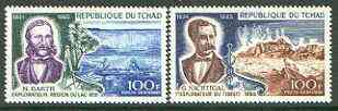 Chad 1969 Explorers set of 2 unmounted mint, SG 222-23*, stamps on explorers, stamps on personalities, stamps on 