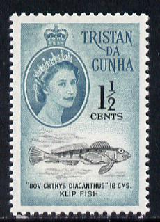 Tristan da Cunha 1961 Thornfish 1.5c from def set unmounted mint, SG 44, stamps on marine life, stamps on fish