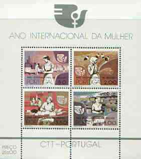 Portugal 1975 International Women's Year m/sheet unmounted mint, SG MS 1594, stamps on women, stamps on nurses, stamps on 