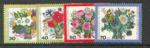 Germany - West Berlin 1974 Humanitarian Relief Fund set of 4 Flowers unmounted mint, SG B457-60*, stamps on flowers, stamps on violas