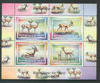 Niger Republic 1998 Gazelles perf m/sheet containing set of 4 unmounted mint, stamps on animals, stamps on gazelles