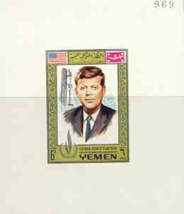 Yemen - Royalist 1968 Human Rights Year 6b (J F Kennedy) imperf individual de-luxe sheet unmounted mint, stamps on human rights, stamps on kennedy, stamps on personalities
