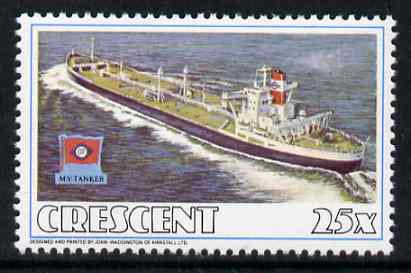 Cinderella - Great Britain 1980 (?) John Waddington perf sample stamp showing Oil Tanker inscribed Crescent and denominated 25X, superb unmounted mint and most unusual*, stamps on ships, stamps on  oil , stamps on energy, stamps on cinderella