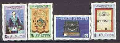 St Kitts 1985 Masonic Lodge set of 4 opt'd SPECIMEN, as SG 177-80 unmounted mint*, stamps on masonics, stamps on rotary, stamps on masonry