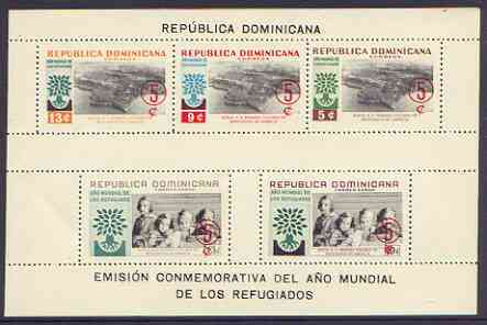 Dominican Republic 1960 World Refugee Year surcharged perf m/sheet unmounted mint, SG MS 810, stamps on refugees, stamps on 