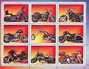 Mordovia Republic 1999 Motorcycles perf sheetlet containing set of 9 values unmounted mint, stamps on motorbikes