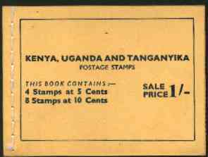 Kenya, Uganda & Tanganyika 1954 1s booklet complete containing panes of 5c (Dam) & 10c (Giraffe) SG SB6, stamps on dams, stamps on giraffes, stamps on animals, stamps on civil engineering