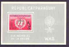 Paraguay 1962 Malaria Eradication perf m/sheet unmounted mint, Mi BL22, stamps on medical, stamps on malaria, stamps on diseases, stamps on insects, stamps on microscopes, stamps on chemistry