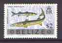 Belize 1973 Great Barracuda $2 from optd def set with new Country name, unmounted mint, SG 358, stamps on fish, stamps on barracuda