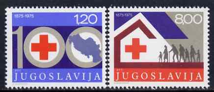 Yugoslavia 1975 Red Cross Centenary set of 2 unmounted mint, SG 1705-06*, stamps on red cross