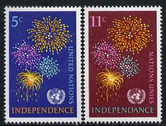 United Nations (NY) 1967 New Independent Nations set of 2 unmounted mint, SG 170-71*, stamps on united nations, stamps on fireworks