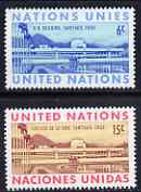 United Nations (NY) 1969 UN Building, Chile set of 2 unmounted mint, SG 195-96*, stamps on united nations, stamps on buildings