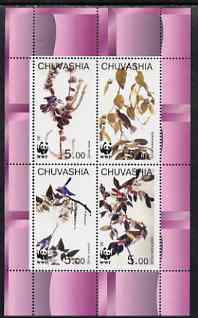 Chuvashia Republic 1998 WWF - John Audubon Birds perf sheetlet containing set of 4 values complete unmounted mint, stamps on wwf, stamps on birds, stamps on audubon, stamps on  wwf , stamps on 