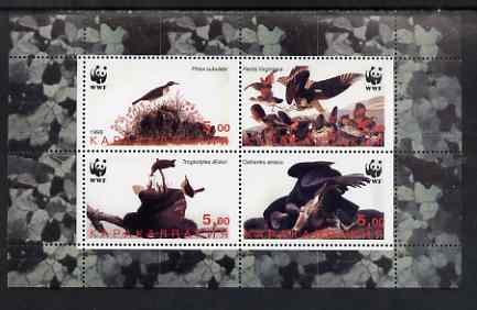 Karakalpakia Republic 1998 WWF - John Audubon Birds perf sheetlet containing set of 4 values complete unmounted mint, stamps on wwf, stamps on birds, stamps on audubon, stamps on  wwf , stamps on 