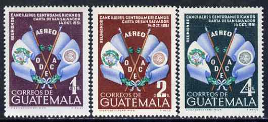Guatemala 1954 Organization of Central American States set of 3 unmounted mint, SG 566-68, Mi 561-63, stamps on flags