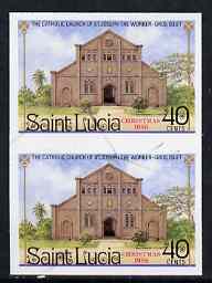 St Lucia 1986 St Joseph Church 40c (Christmas) imperf pair unmounted mint (ex archive sheet thus some pen marks), as SG 920, stamps on christmas, stamps on churches
