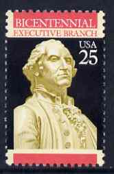 United States 1989 Bicentenary of Executive Branch 25c (Statue of Washington) unmounted mint SG 2398*, stamps on statues, stamps on constitutions, stamps on americana