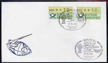 Postmark - West Germany 1984 illustrated commem cover for Aerophilatelic Day with illustrated Berlin 12 cancel showing Concorde, Helicopter & Balloon, stamps on aviation, stamps on concorde, stamps on helicopters, stamps on balloons