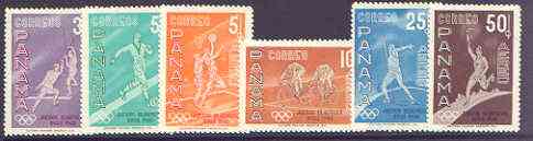 Panama 1960 Rome Olympic Games perf set of 6 unmounted mint, SG 691-96, stamps on sport, stamps on fencing, stamps on footbal, stamps on basketball, stamps on javelin, stamps on bicycles