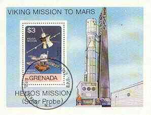 Grenada 1976 Viking & Helios Space Missions perf m/sheet fine cto used, SG MS 832, stamps on space, stamps on satellites