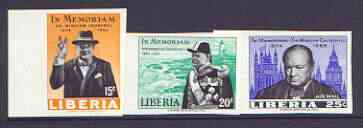 Liberia 1966 Churchill Commemoration imperf set of 3 unmounted mint, SG 924-26, stamps on , stamps on  stamps on churchill, stamps on  stamps on personalities