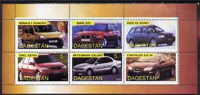 Dagestan Republic 1998 Modern Cars perf sheetlet containing set of 6 values unmounted mint, stamps on cars, stamps on renault, stamps on bmw, stamps on audi, stamps on chrysler, stamps on mitsbbishi, stamps on opel