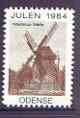 Cinderella - Denmark (Odense) 1984 Christmas perf label produced by Odense Men's Club showing Windmill unmounted mint, stamps on christmas, stamps on windmills