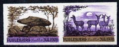 Cinderella - Denmark (Fuglebjerg) 1978 Christmas imperf set of 2 labels produced by Lions International (showing Deer & Monument)*, stamps on christmas, stamps on lions int, stamps on monuments, stamps on deer