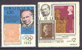 Uruguay 1979 Rowland Hill perf set of 2 unmounted mint, stamps on rowland hill, stamps on stamp on stamp, stamps on stamponstamp