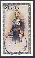 Staffa 1977 Sailor's' Uniforms imperf souvenir sheet Â£1 value (Prince Alfred as Duke of Edinburgh) cto used, stamps on ships, stamps on militaria, stamps on military uniforms, stamps on royalty