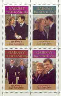 Gairsay 1986 Royal Wedding perf sheetlet of 4, unmounted mint, stamps on royalty, stamps on andrew & fergie