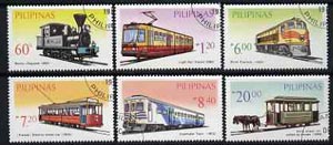 Philippines 1984 Rail Transport perf set of 6 very fine cto used, SG 1861-66, stamps on railways, stamps on trams, stamps on horses, stamps on transport
