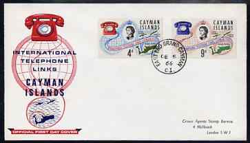 Cayman Islands 1966 International Telephone Links set of 2 on illustrated cover with first day cancel, stamps on telephones, stamps on maps