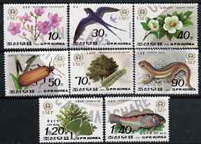 North Korea 1992 World Environment Day complete set of 8 values unmounted mint, SG N3200-07*, stamps on environment, stamps on fish, stamps on flowers, stamps on trees, stamps on birds, stamps on reptiles, stamps on insects, stamps on swallows, stamps on scots, stamps on scotland