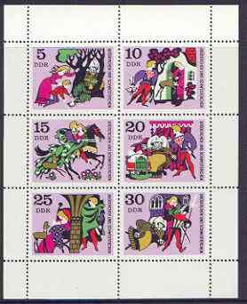 Germany - East 1970 Fairy Tales #05 - Little Brother and Little Sister, perf sheetlet containing set of 6 values unmounted mint, SG E1266a, stamps on fairy tales, stamps on literature, stamps on 