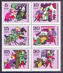 Germany - East 1970 Fairy Tales #05 - Little Brother and Little Sister, perf set of 6 unmounted mint, SG E1266-71, stamps on fairy tales, stamps on literature, stamps on 