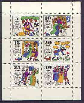 Germany - East 1969 Fairy Tales #04 - Jorinde and Joringe, perf sheetlet containing set of 6 values unmounted mint, SG E1171a, stamps on fairy tales, stamps on literature, stamps on 
