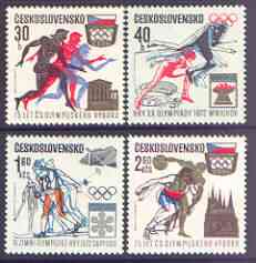 Czechoslovakia 1971 Olympic Committee perf set of 4 unmounted mint, SG 2011-14, stamps on olympics, stamps on skiing, stamps on running, stamps on discus, stamps on high jump