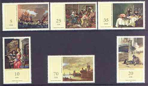 Germany - East 1982 Paintings in Schwerin State Museum perf set of 6 unmounted mint, SG E 2434-39, stamps on arts, stamps on ships, stamps on windmills, stamps on music