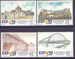 Spain 1991 Expo '92 World's Fair (6th issue) perf set of 4 unmounted mint, SG 3094-97, stamps on expo, stamps on bridges, stamps on tourism, stamps on churches