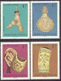 Hungary 1969 Stamp Day - Folk Art Wood Carvings perf set of 4 unmounted mint, SG 2471-74, stamps on postal, stamps on arts, stamps on wood, stamps on carvings, stamps on smoking