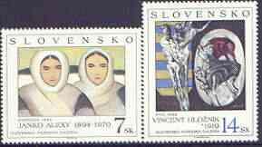 Slovakia 1994 Art (2nd issue) perf set of 2 unmounted mint, SG 198-99, stamps on arts, stamps on bulls, stamps on bovine