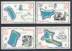 Kiribati 1981 Island Maps #1 set of 4, SG 145-48 (gutter pairs available - price x 2) unmounted mint, stamps on maps
