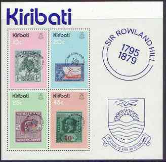 Kiribati 1979 Birth Centenary of Sir Rowland Hill perf m/sheet unmounted mint, SG MS104, stamps on stamp on stamp, stamps on rowland hill, stamps on , stamps on stamponstamp